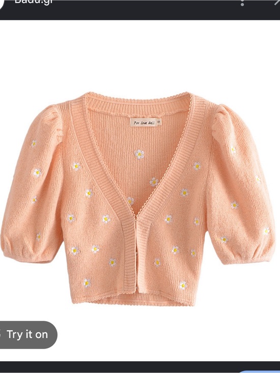For Love And Lemons Tops - For Love & Lemons Peach Knit Cardigan with Scalloped Trim